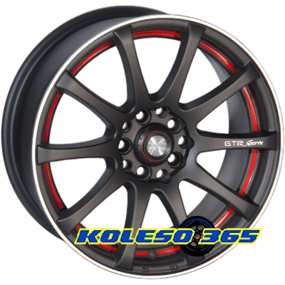 Zorat Wheels 355 6.5x15 4x98/114.3 ET35 DIA67.1 черный матовый с полированным ободом и ступицей и красной полосой внутри полки