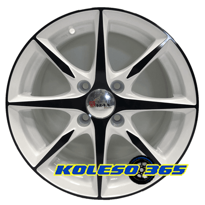 Sportmax Racing SR-3210 6x14 4x114.3 ET35 DIA67.1 Чёрный обод, спица белая с чёрной полосой в середине и чёрной окантовкой